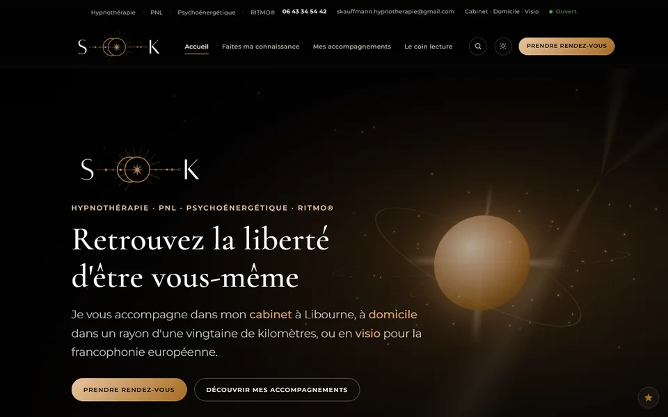 Page d'accueil du site SOKCOACH